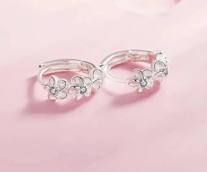 Ohrringe aus 925er Sterling-Silber, süßes Blumendesign, 1,0cm