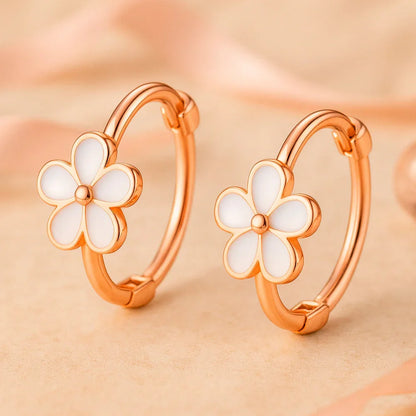 Ohrringe aus 925er Sterling-Silber, weißes Blümchen