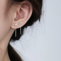 Ohrstecker aus 925er Sterling-Silber, Triple Star (Set aus 2 verschiedenen Steckern)