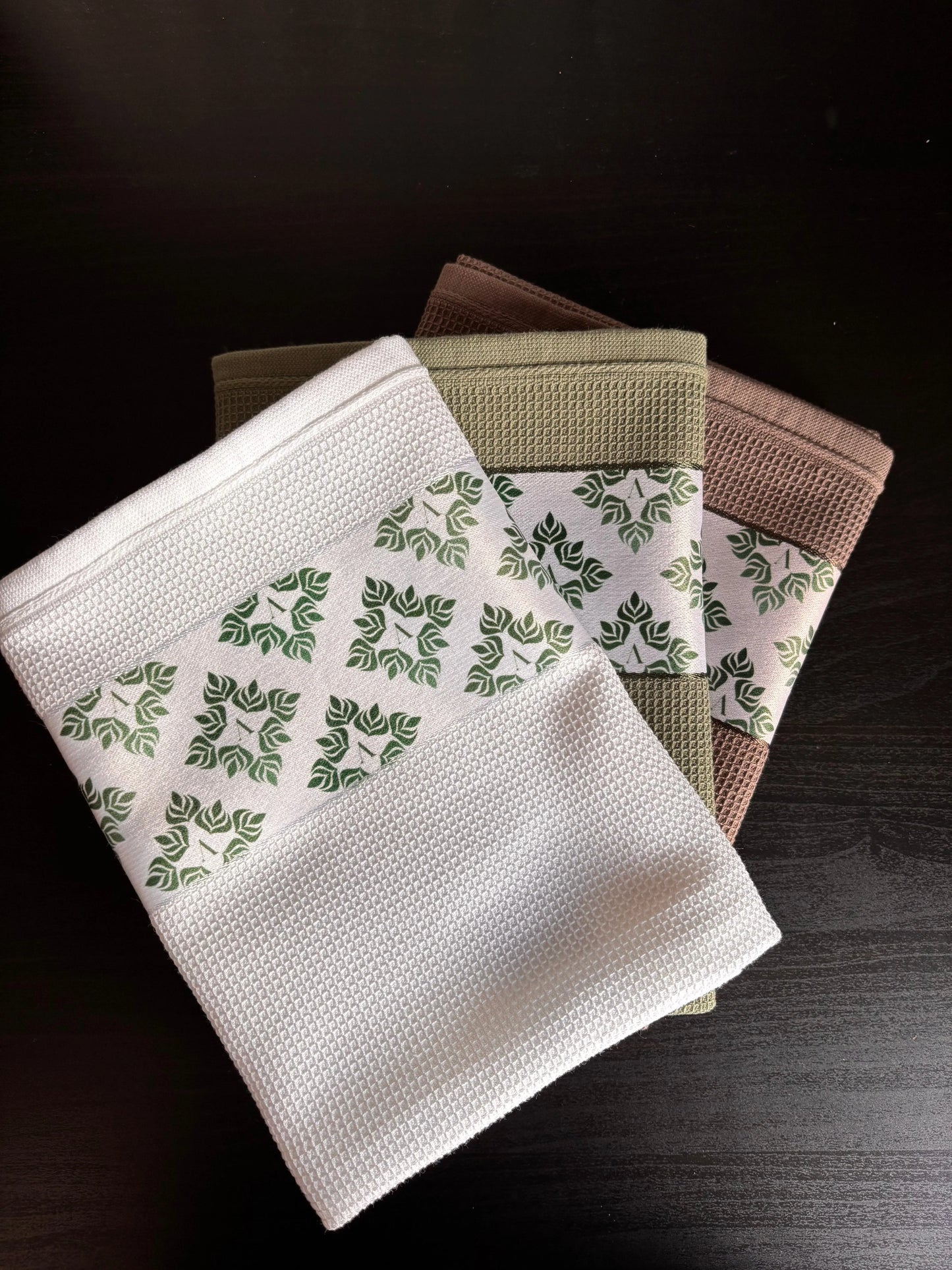 3 Farben Set - Waffel-Küchentücher - 100% Baumwolle - 50x70cm