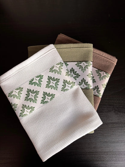 3 Farben Set - Waffel-Küchentücher - 100% Baumwolle - 50x70cm