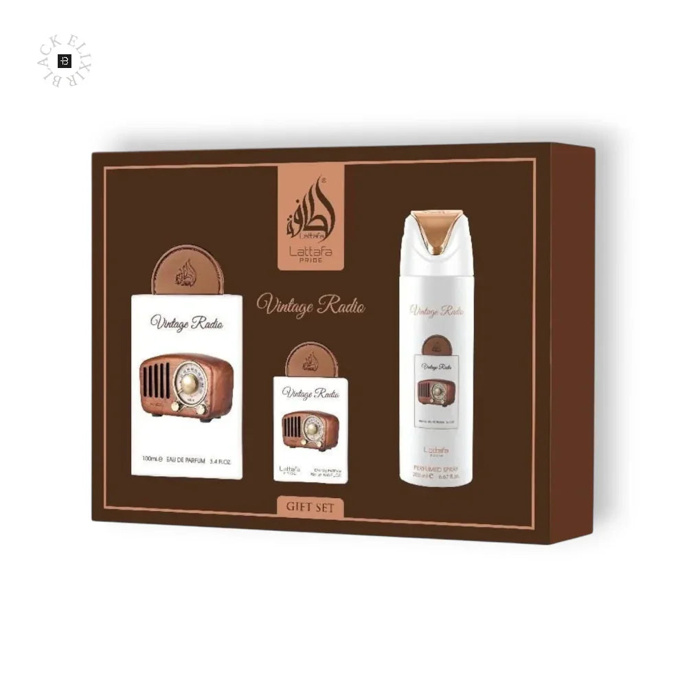 Lattafa Vintage Radio Eau de Parfum Set - BLACK ELIXIR - Maison de Parfum