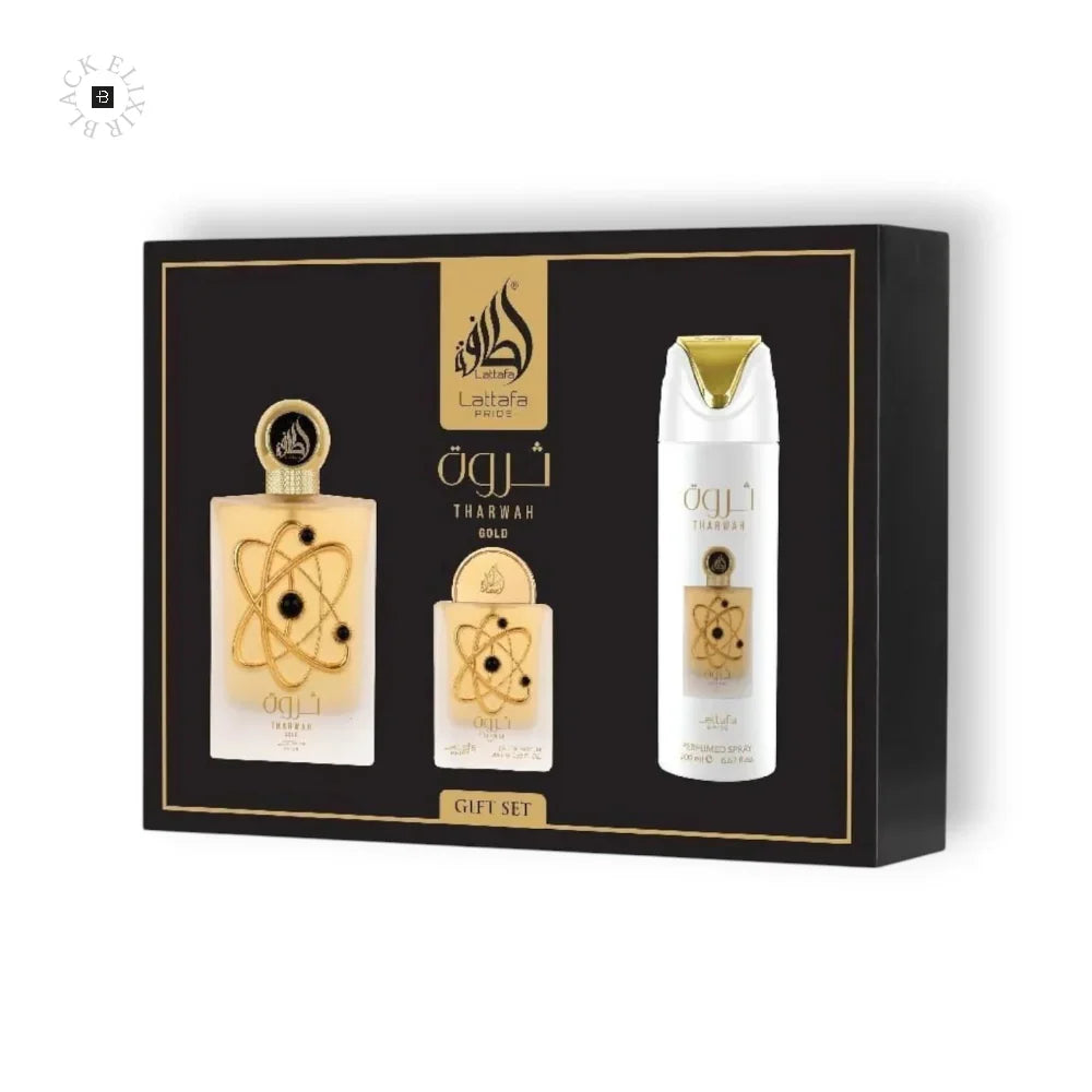 Lattafa Tharwah Gold Eau de Parfum Set - BLACK ELIXIR - Maison de Parfum