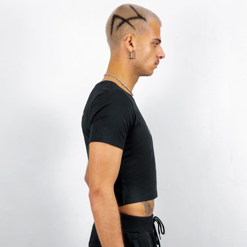 Off Track Crop Top (unisex, schwarz)