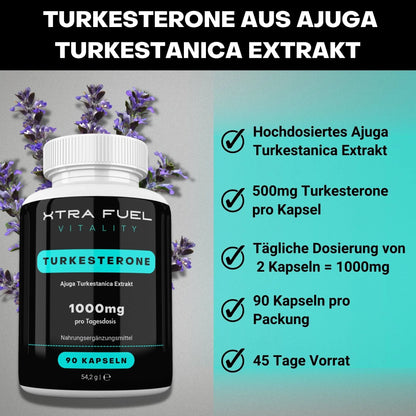 Turkesterone Kapseln - 1000mg Ajuga Turkestanica - Beliebt im Bodybuilding - BLACK ELIXIR - Maison de Parfum