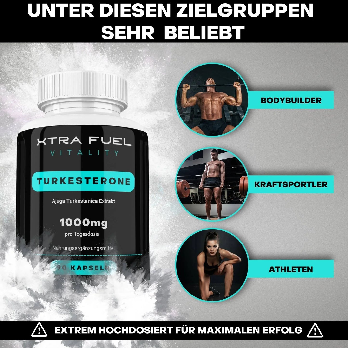 Turkesterone Kapseln - 1000mg Ajuga Turkestanica - Beliebt im Bodybuilding - BLACK ELIXIR - Maison de Parfum