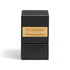 Schwarzer Parfumflakon mit Holzlabel, Aufschrift &