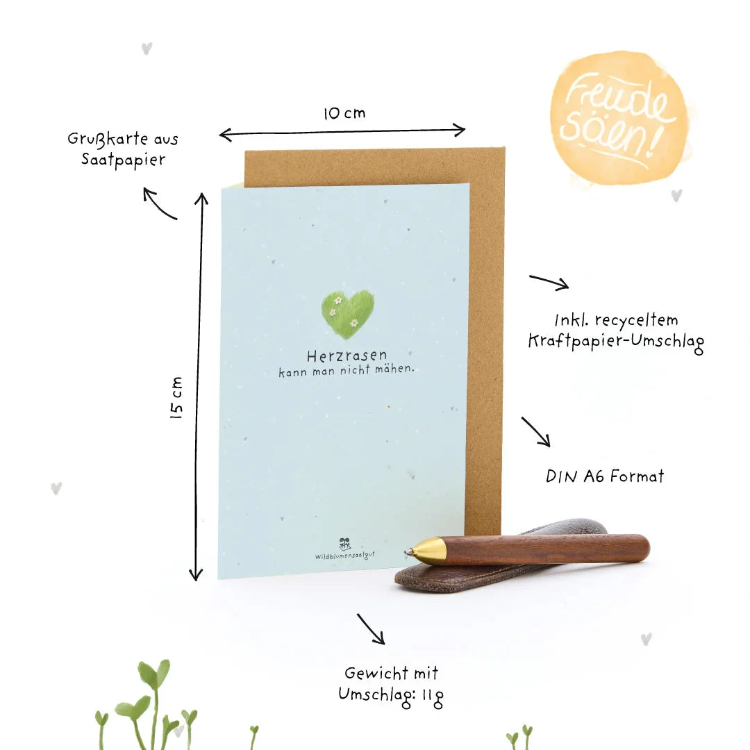 Grußkarte - Herzrasen kann man nicht mähen