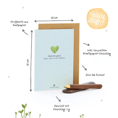 Grußkarte - Herzrasen kann man nicht mähen