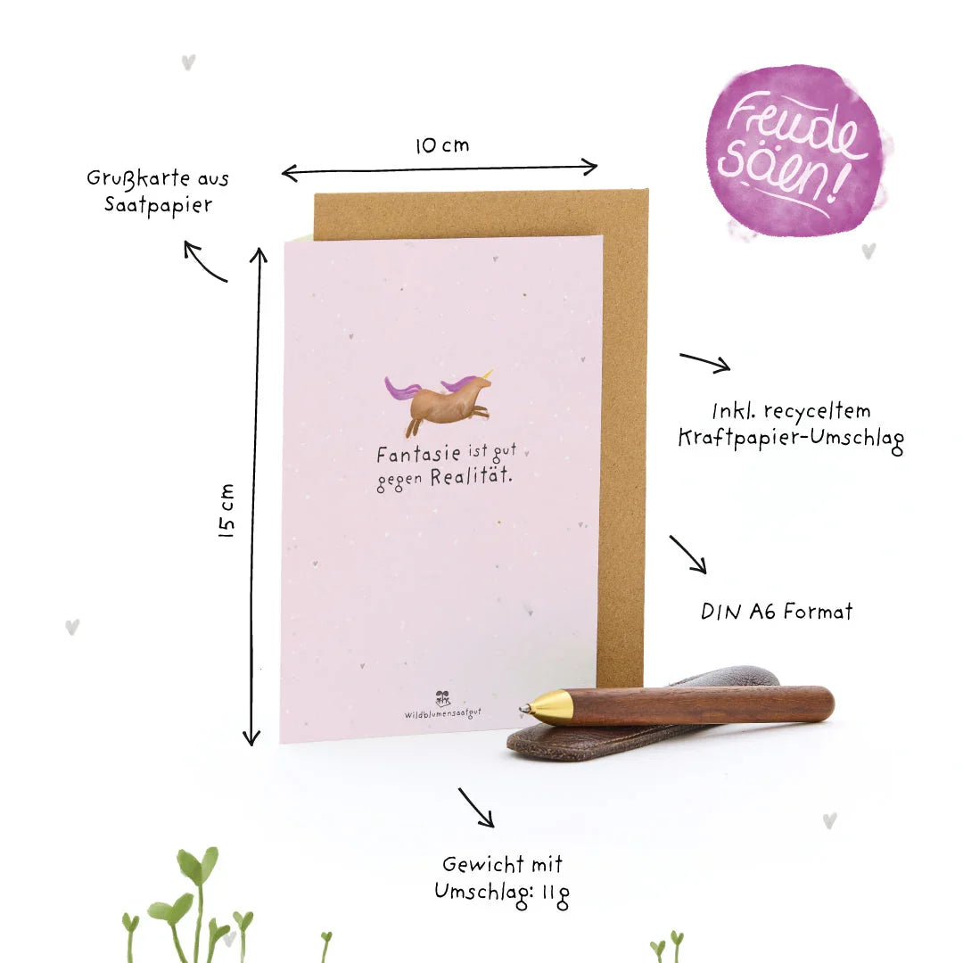 Grußkarte - Fantasie ist gut gegen Realität