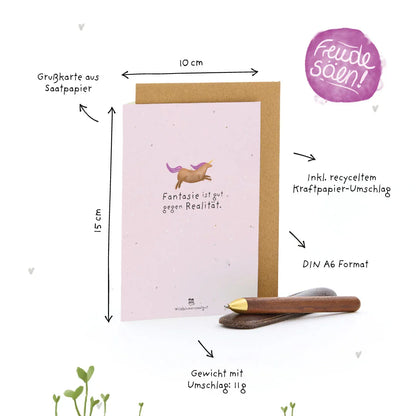 Grußkarte - Fantasie ist gut gegen Realität