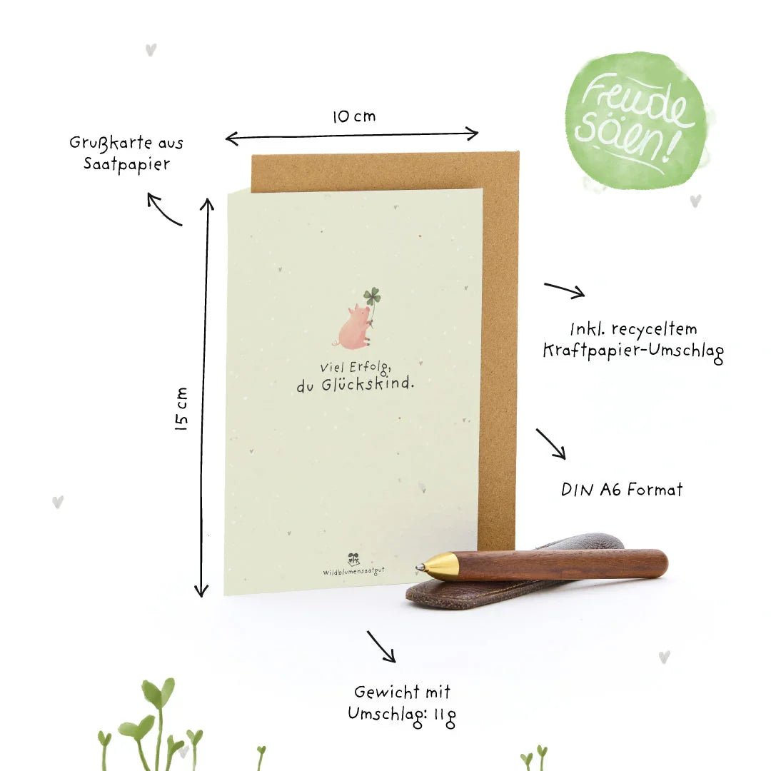 Grußkarte - Viel Erfolg, du Glückskind!