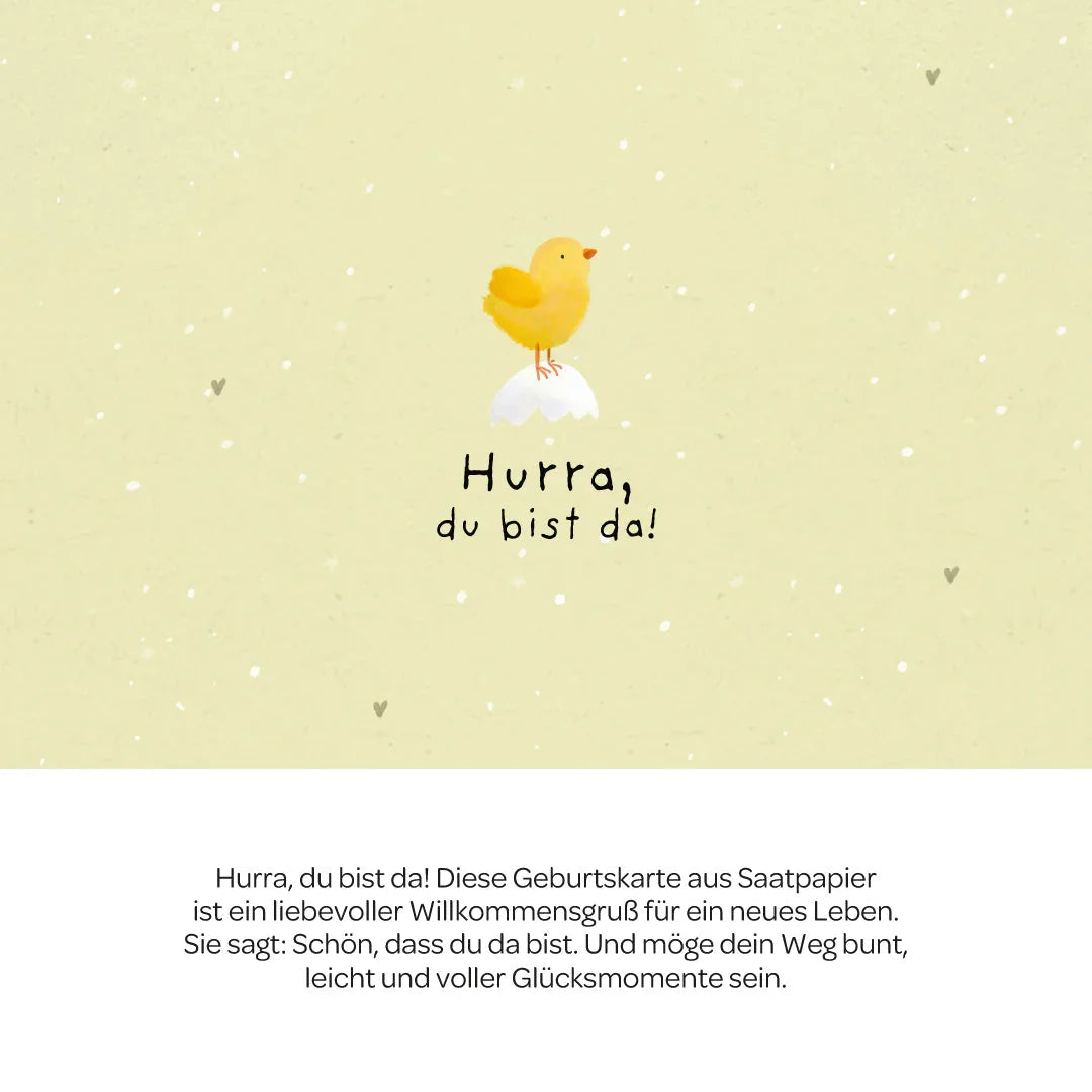 Grußkarte - Hurra, du bist da!