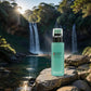 Biotherm Homme Aquapower Advanced Gel auf Stein vor Wasserfall in Naturkulisse