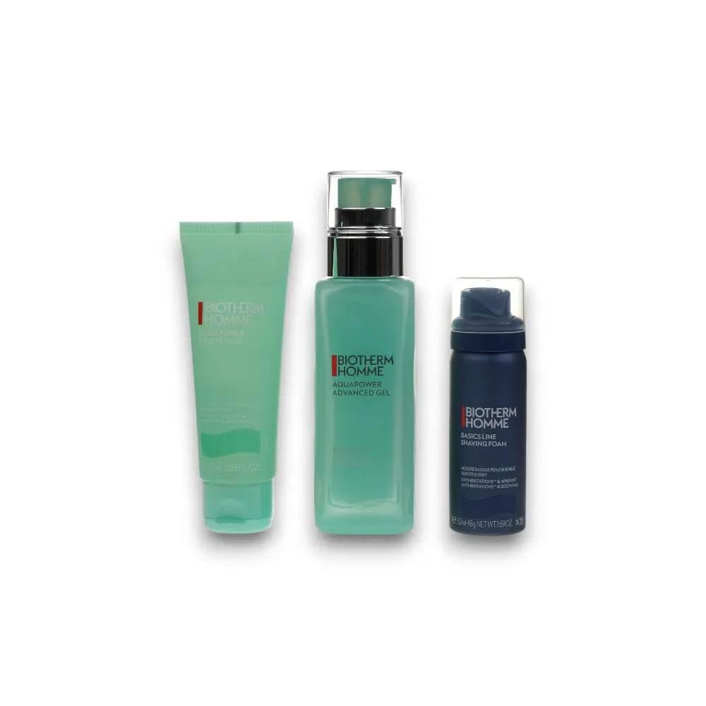 Aquapower Geschenkset für Herren mit Gesichtsgel, Reinigungsgel und Rasierschaum.
