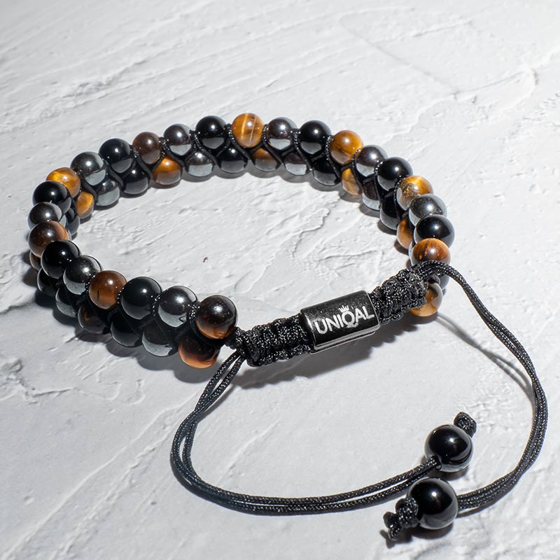 ARMBAND HÄMATIT & TIGERAUGE & ONYX 6MM