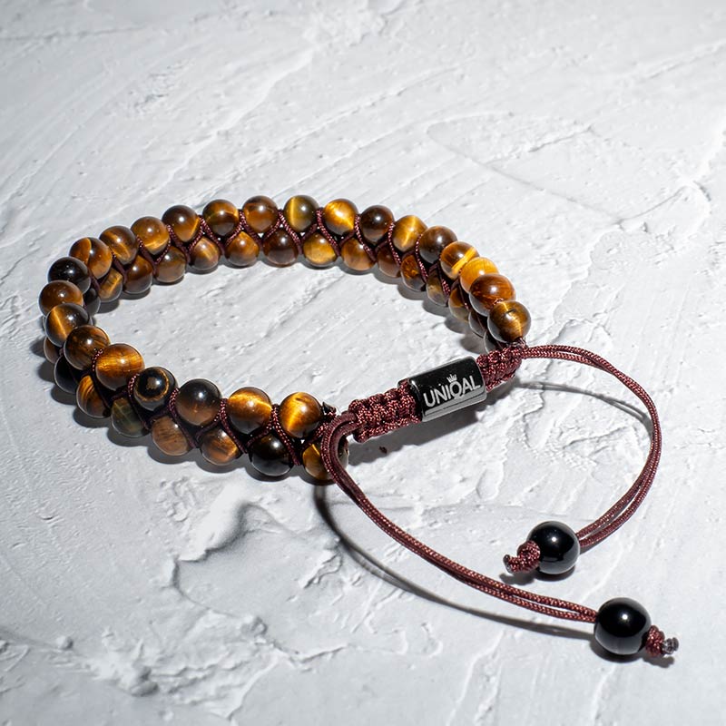 PERLENARMBAND TIGERAUGE ZWEIREIHIG 6MM