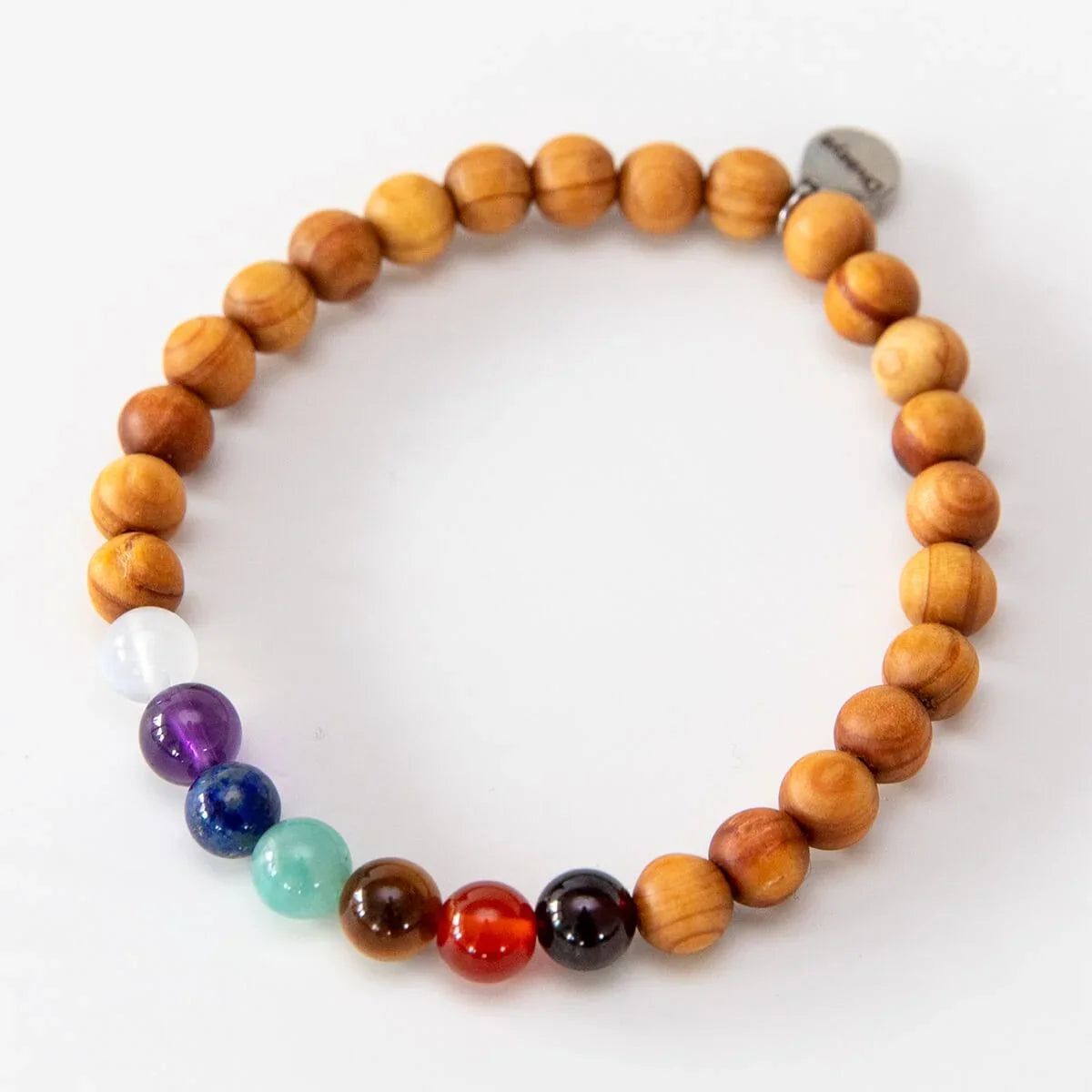 Chakra Armband aus echten Edelsteinen & Sandelholz