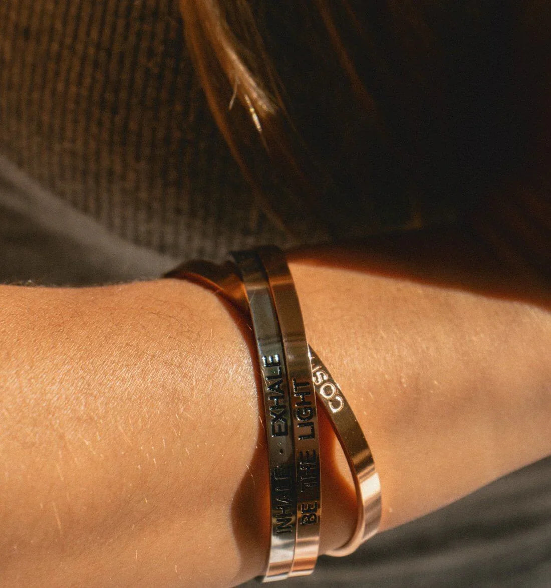 Armreif mit Gravur | rosé vergoldet | Be the light