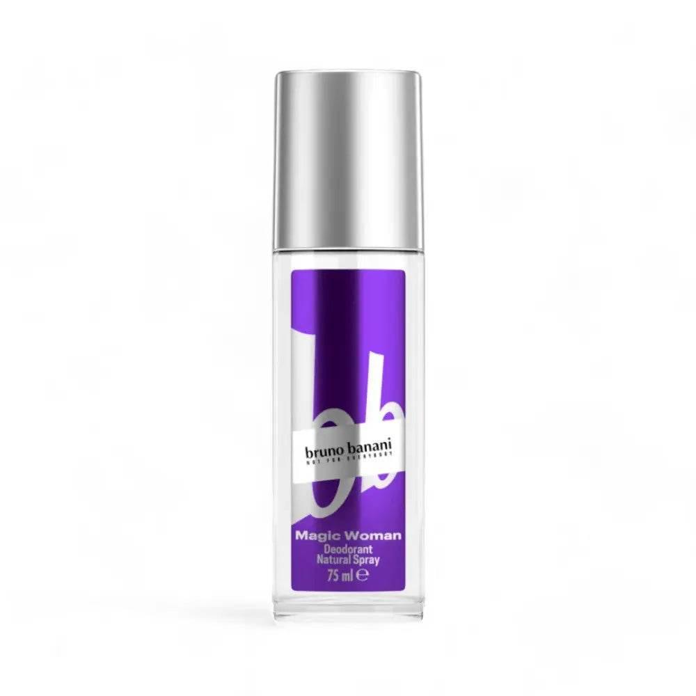 Deodorant Spray Magic Woman 75 ml in transparentem Flakon mit violettem Etikett, silberner Verschluss