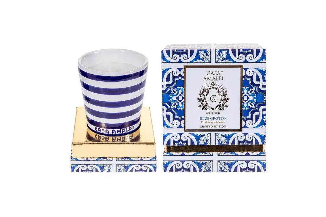 CASA AMALFI BLUE GROTTO HAND PAINTED CANDLE - Fresh Acqua Marine - BLACK ELIXIR - Maison de Parfum