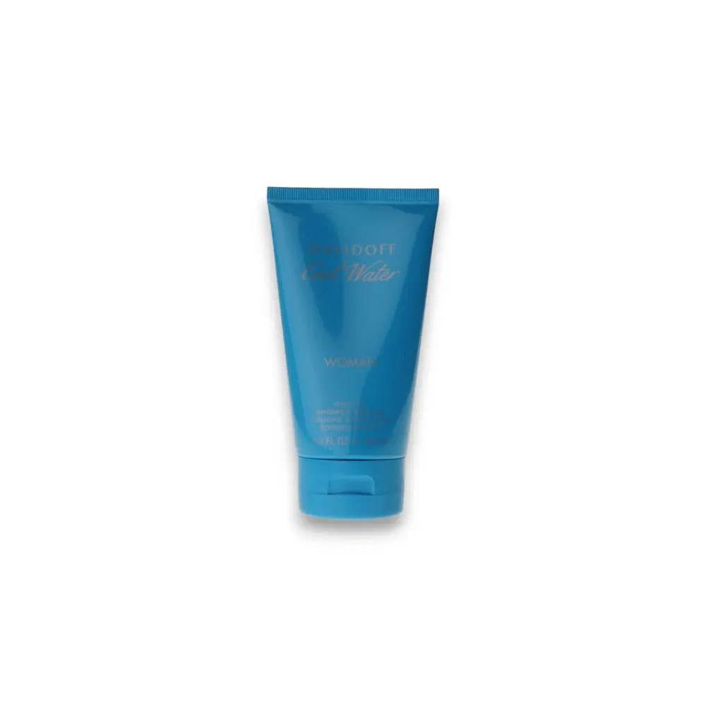 Blaues Duschgel für Damen in Tube, Cool Water Woman, auf weißem Hintergrund