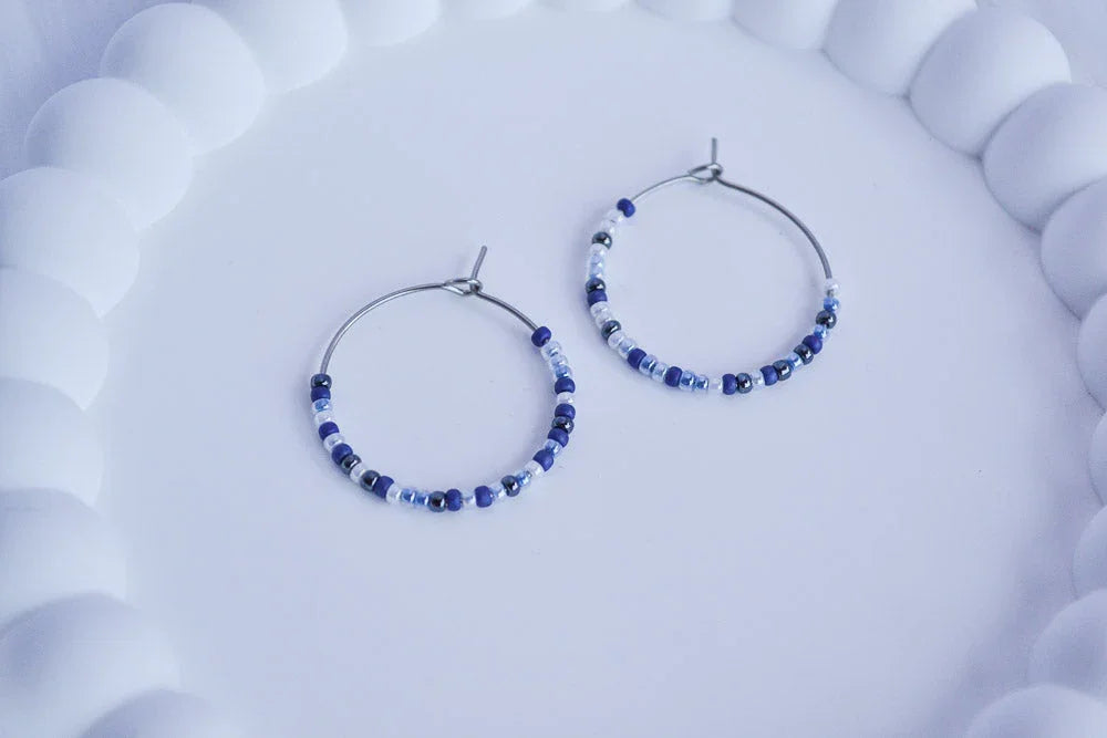 Creolen mit Perlen - Blautöne