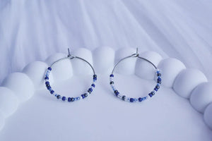 Creolen mit Perlen - Blautöne