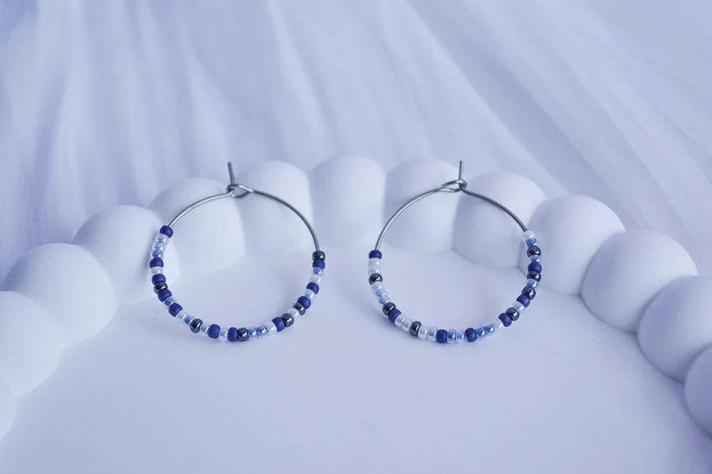 Creolen mit Perlen - Blautöne