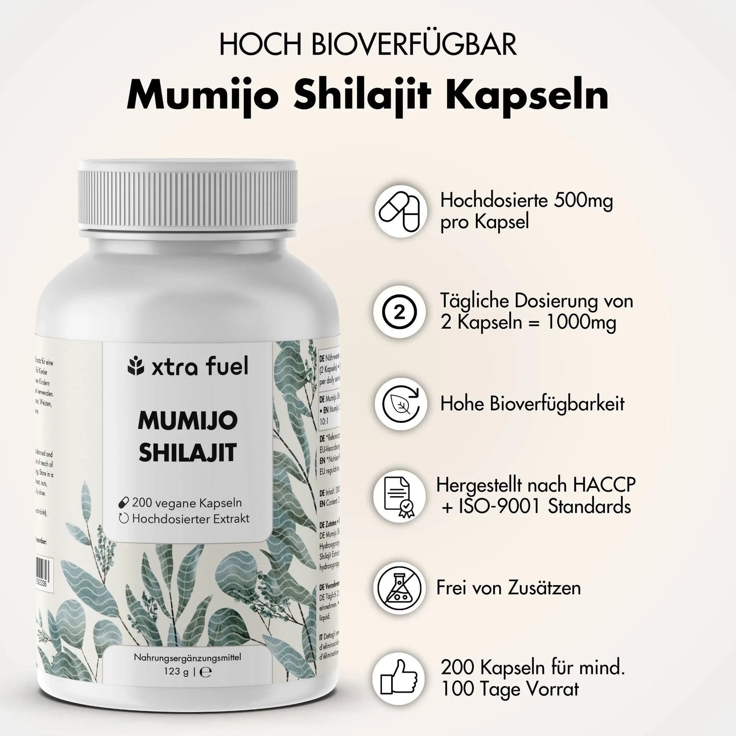 Shilajit Kapseln - 200x Mumijo Kapseln - Mit >80% Fulvinsäure - BLACK ELIXIR - Maison de Parfum