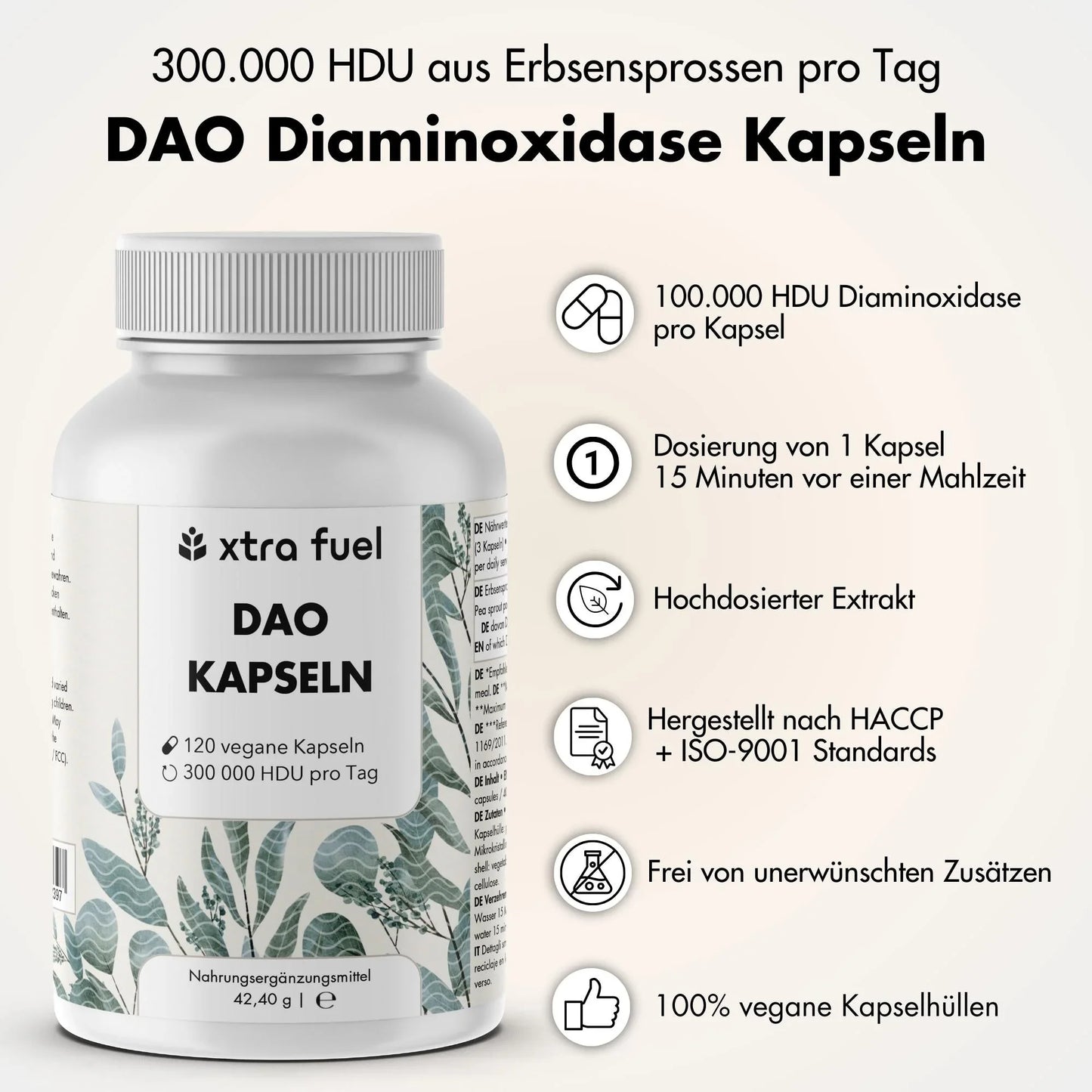 DAO Enzym Kapseln - Vegane Diaminoxidase aus Erbsensprossen - 300.000 HDU - BLACK ELIXIR - Maison de Parfum