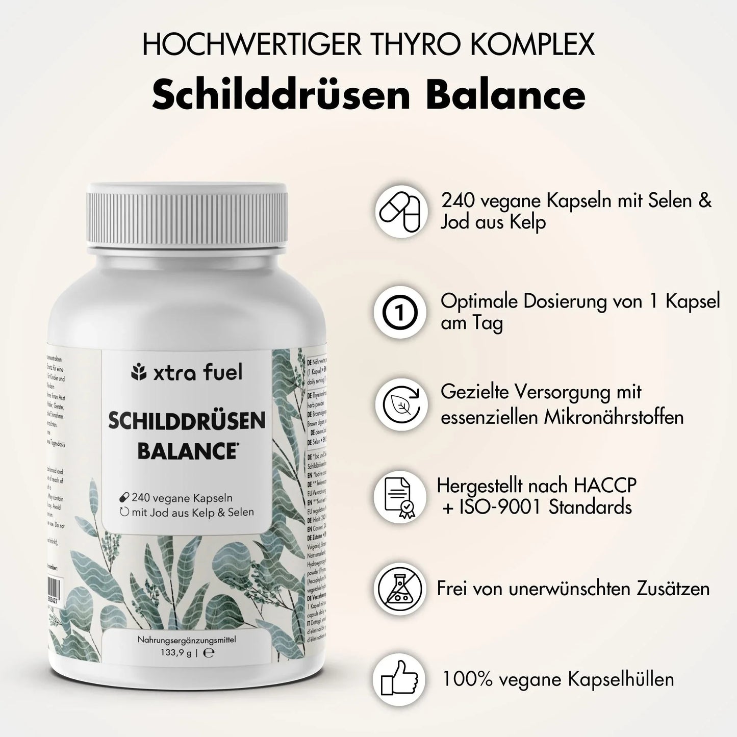 Schilddrüsen Balance - Thyro Komplex - Effektive Formel mit Kelp, Thymian & Selen - BLACK ELIXIR - Maison de Parfum