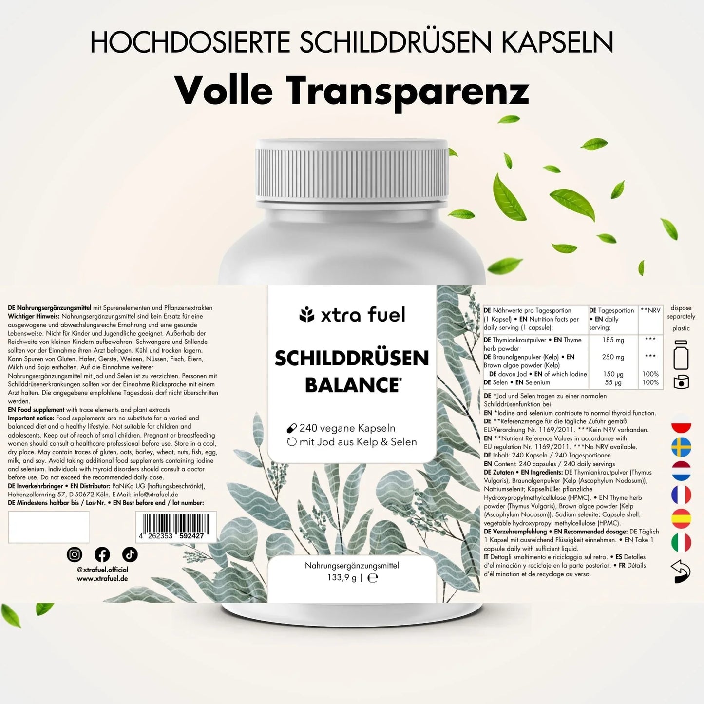 Schilddrüsen Balance - Thyro Komplex - Effektive Formel mit Kelp, Thymian & Selen - BLACK ELIXIR - Maison de Parfum