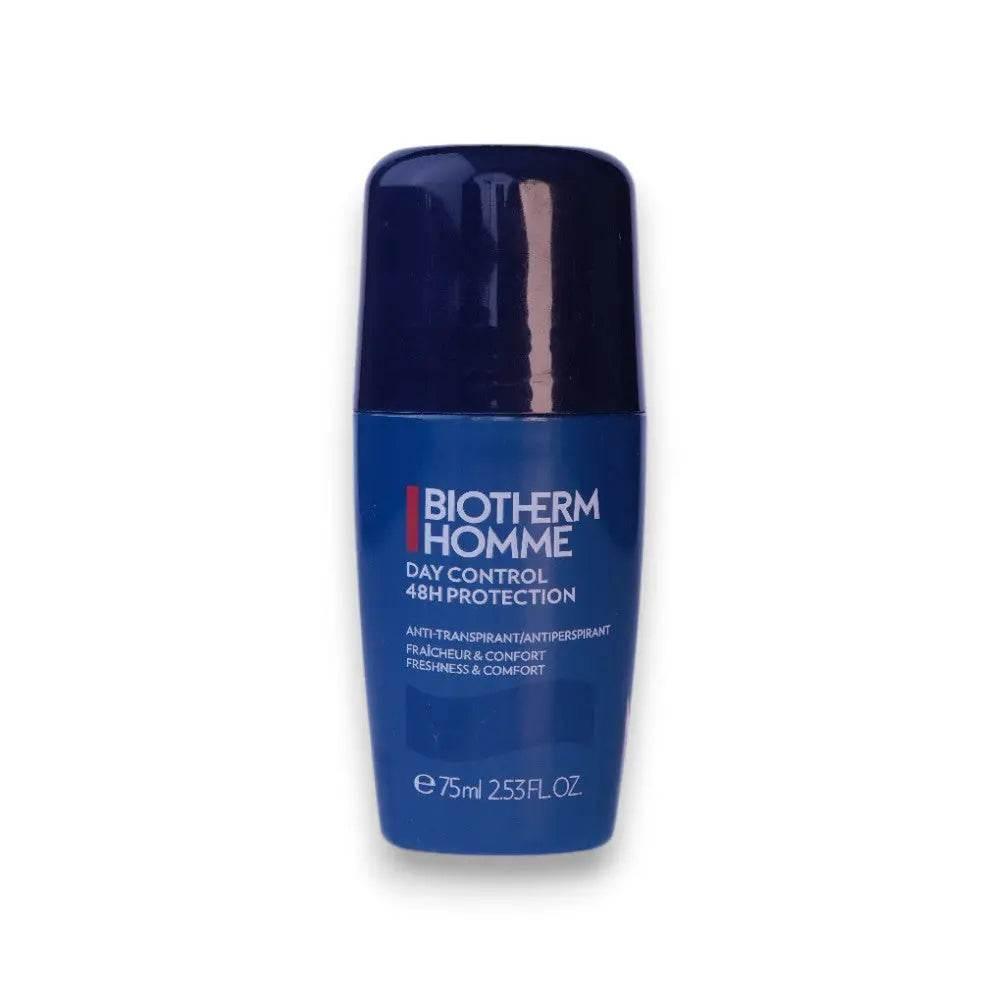 Blauer Biotherm Homme Day Control 48H Deo Stick, 75ml, für Männer, auf weißem Hintergrund