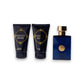 Dylan Blue Pour Homme Duftset mit Duschgel, Aftershave und Eau de Toilette in Blau-Gold.