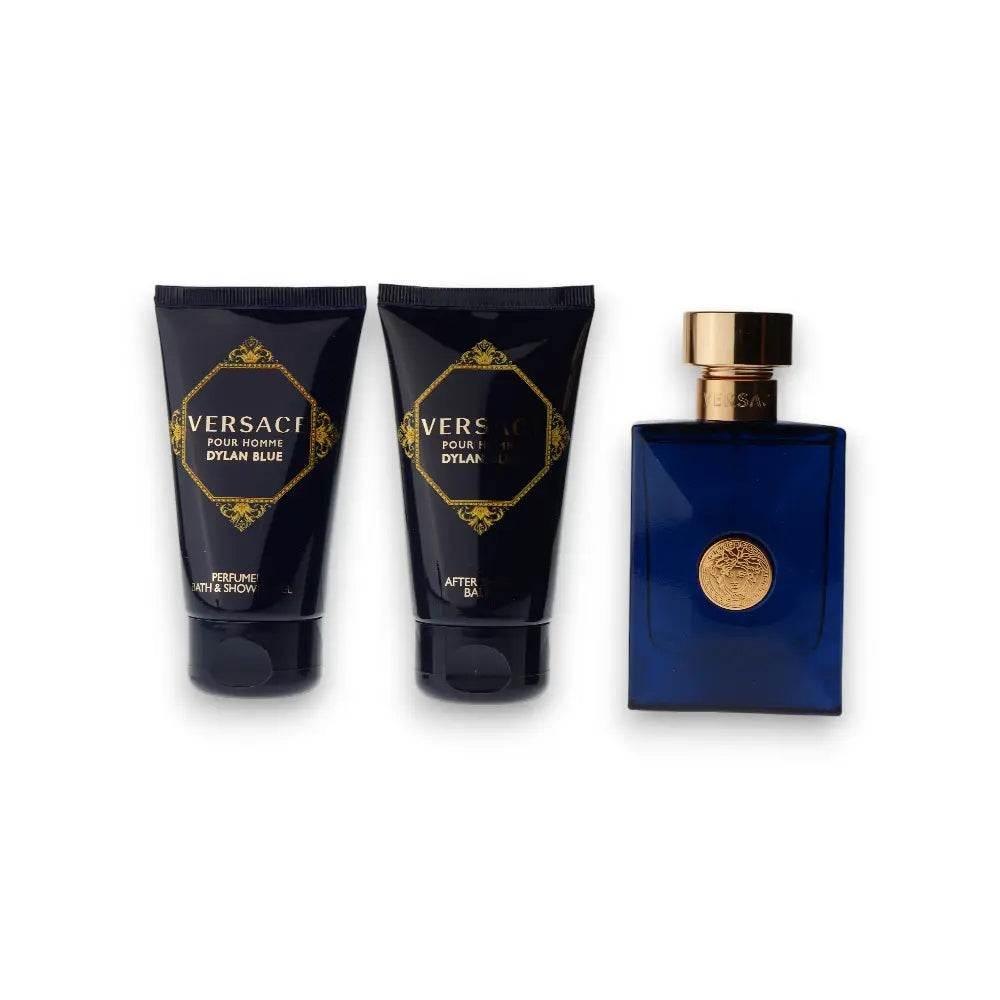 Dylan Blue Pour Homme Duftset mit Duschgel, Aftershave und Eau de Toilette in Blau-Gold.