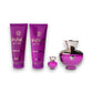 Versace Dylan Purple Pour Femme Duftset mit Duschgel, Body Lotion und Parfumflakon in Lila