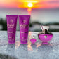 Duftset Dylan Purple Pour Femme mit Duschgel, Bodylotion und Parfum vor Sonnenuntergang