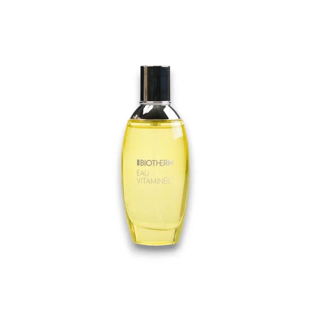 Eau de Toilette Flakon mit gelber Flüssigkeit, Aufschrift Biotherm Eau Vitaminée