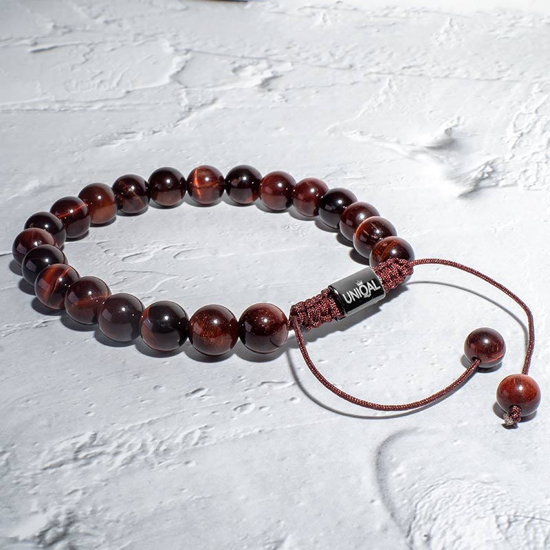 ARMBAND ROTES TIGERAUGE PERLEN 8MM