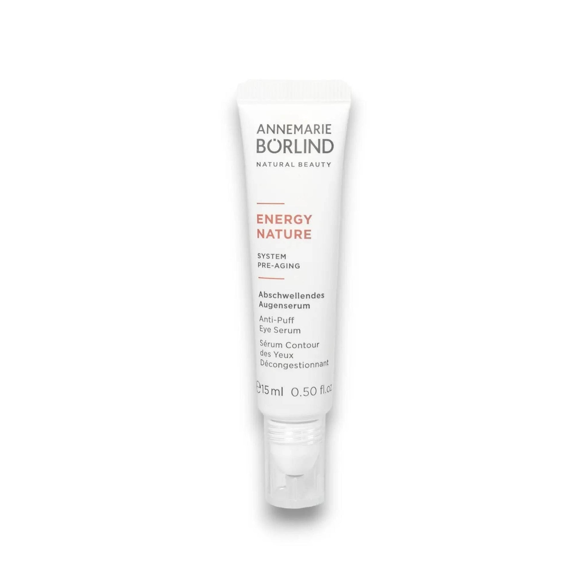 Abschwellendes Augenserum Energy Nature in weißer Tube, 15 ml, Anti-Aging Pflege.