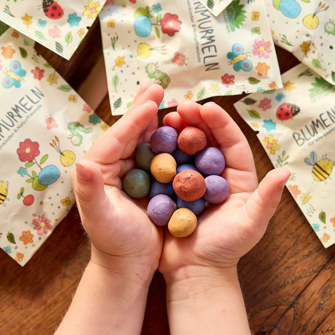 10x5 bunte Blumenmurmeln im Tütchen