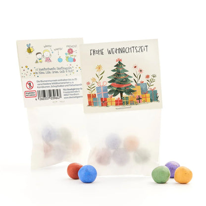 10x5 Blumenmurmeln im Tütchen "Frohe Weihnachtszeit"