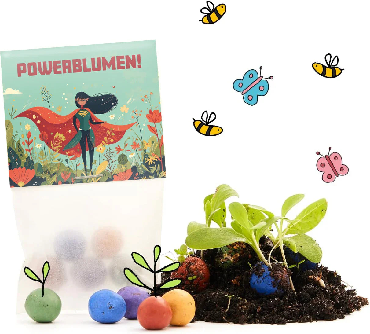 10x5 Blumenmurmeln im Tütchen – Powerblumen