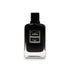 Eleganter schwarzer Parfumflakon mit silbernem Logo, luxuriöses Herrenparfüm