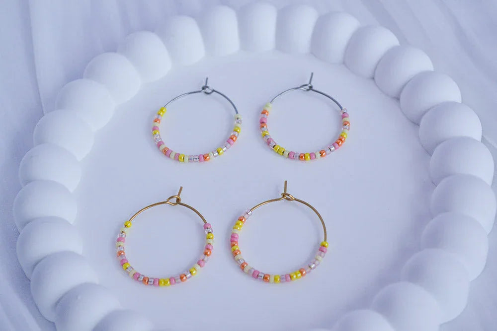 Creolen mit Perlen - Pink Lemonade