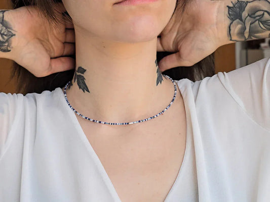 Perlenkette Blautöne