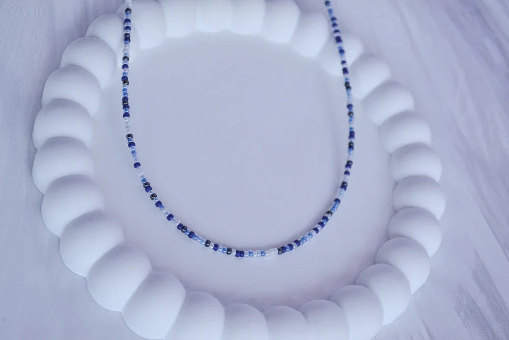 Perlenkette Blautöne