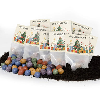 10x5 Blumenmurmeln im Tütchen "Frohe Weihnachtszeit"