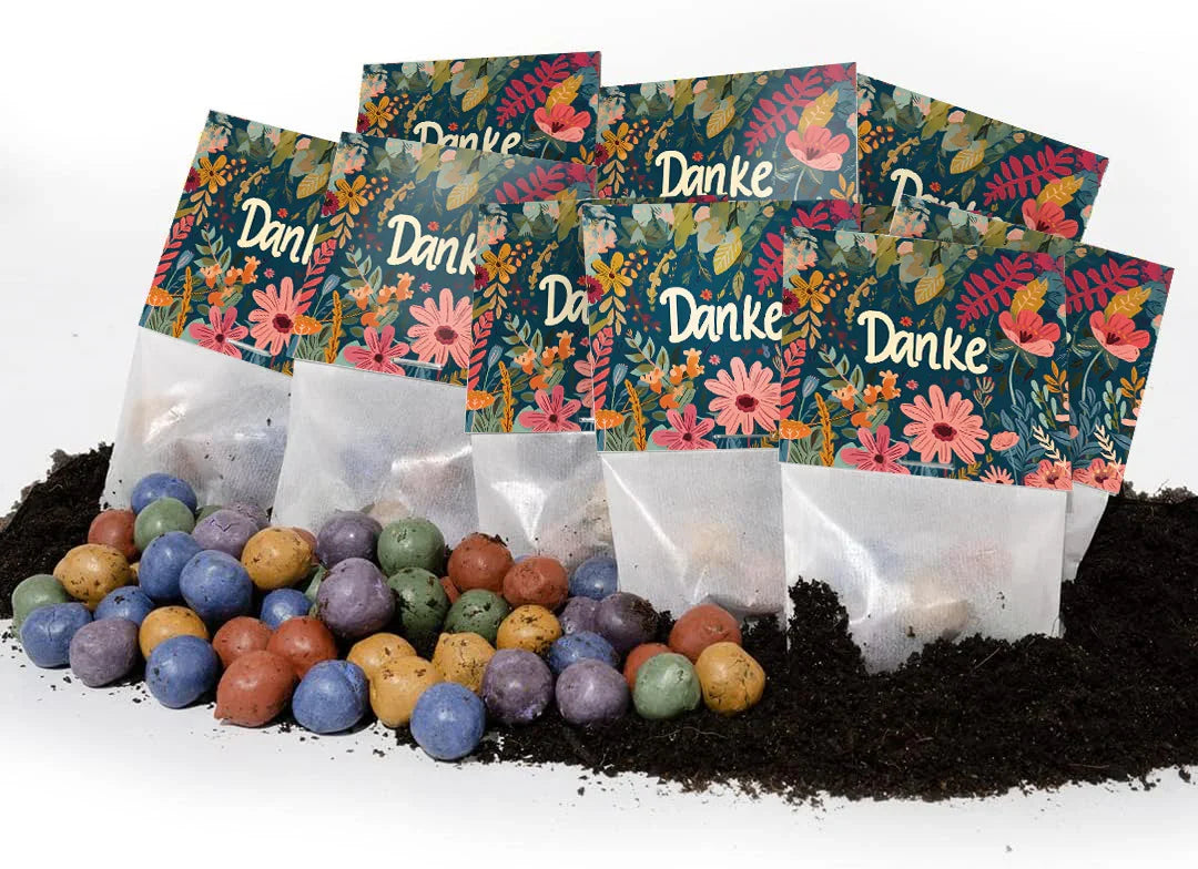 10x5 Blumenmurmeln im Tütchen – Danke